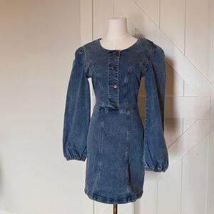 On Twelfth Long Sleeve Denim Dress